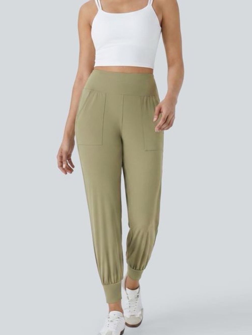 Halara High Waisted Plain Side Pocket Casual Joggers Cedar NWT S